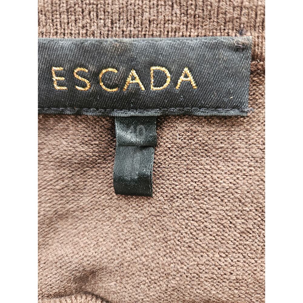 Escada Vintage Brown Faux Mink Knit Sweater Sz 8/10 Beaded Sequin Cowl Neck - Picture 6 of 6